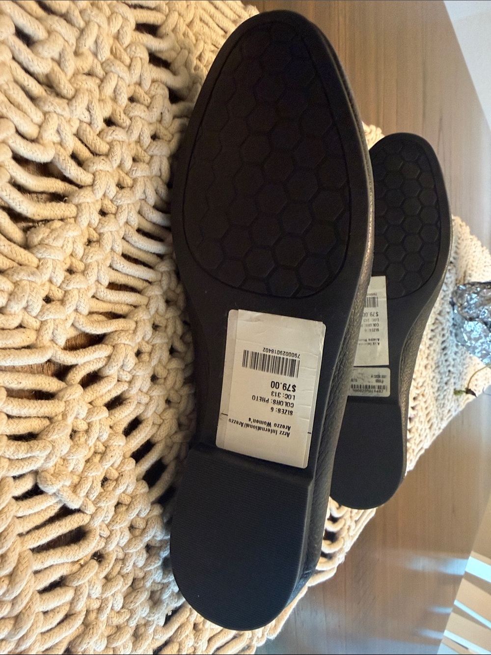Women's Black Leather Slip-On Loafers with Gold Bit Accent - Picture 5 of 8